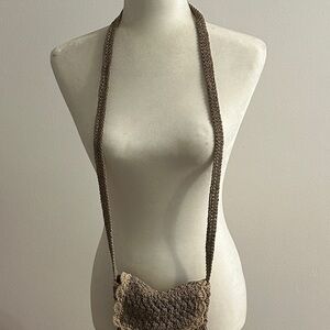 Handmade Crochet Crossbody Bag in Brown